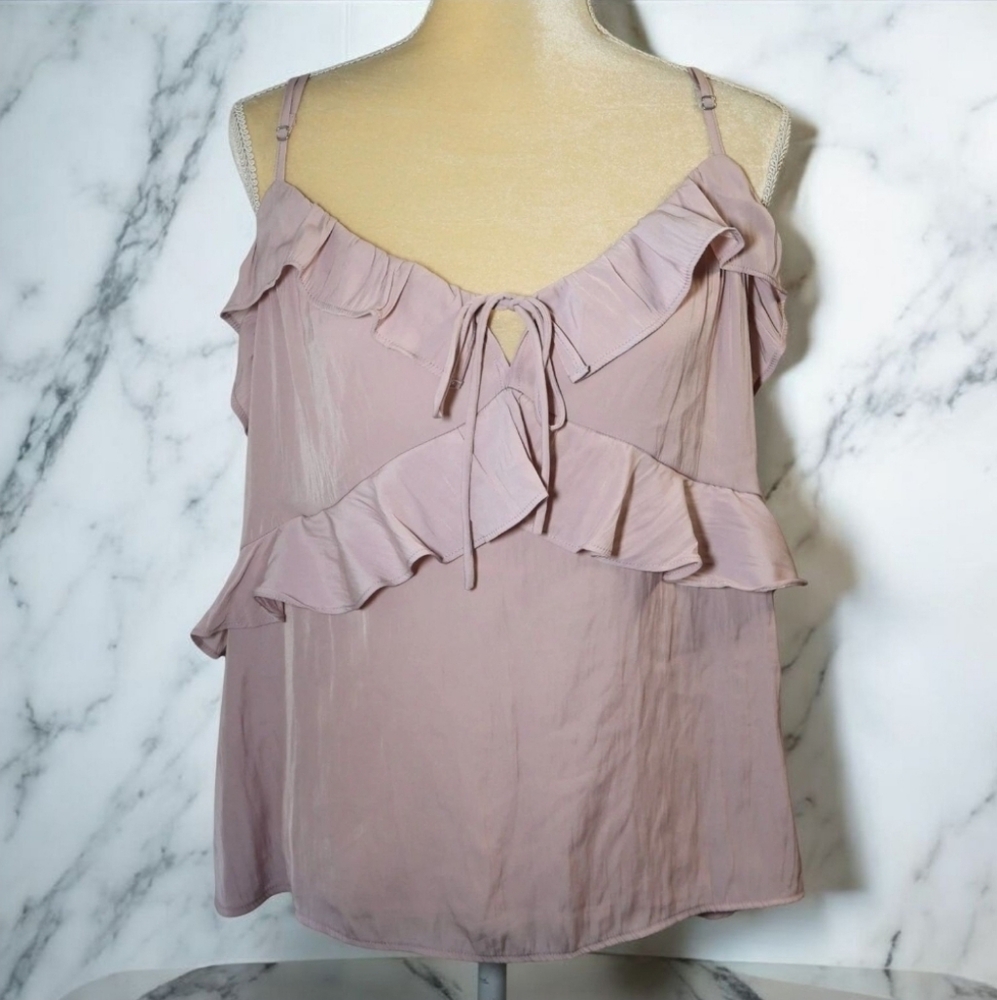 Universal Thread Ruffle Cami Tank Top Dusty Rose Pink Size XL (8LR8YX) NWT